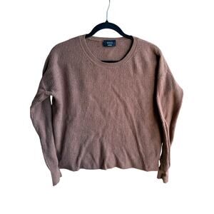 Vici Women’s Y2K Ribbed Knit Crewneck Pullover Sweater Mauve Brown Size Medium